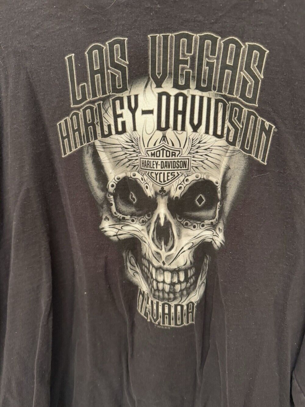 2016 Harley Davidson Long Sleeve Las Vegas T Shirt 3XL Skulls Graphics